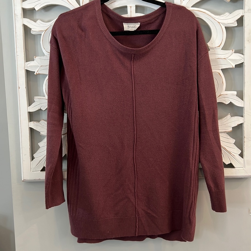 Tunic Length soft feel lightweight maroon sweater
